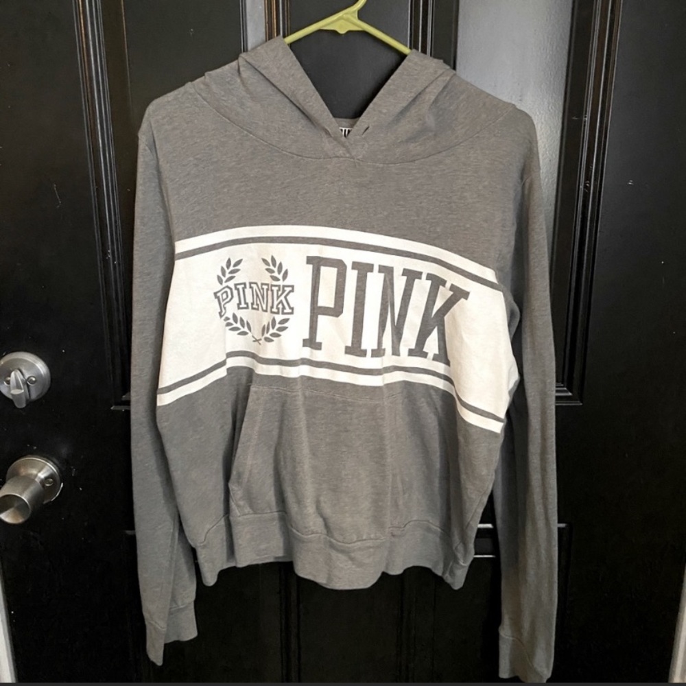 Womens PINK Grey Hoodie Size Large